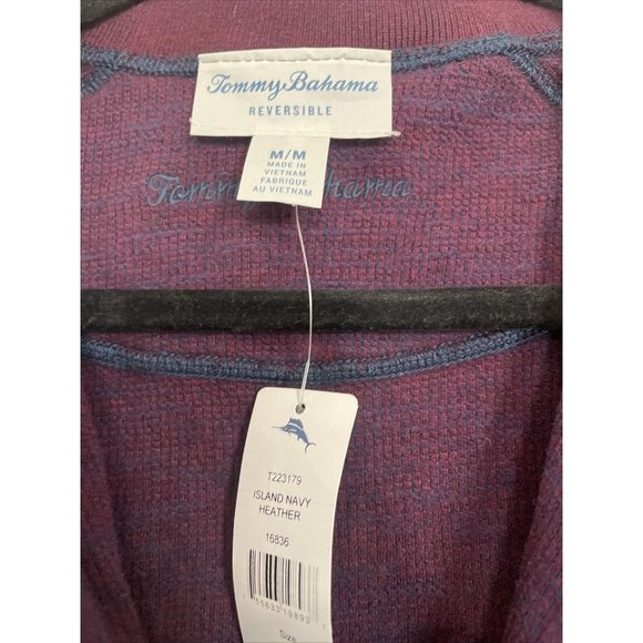 New Tommy Bahama Flipsider Half Zip Island Navy Heather Sweater Pullover Sz M - Picture 6 of 6